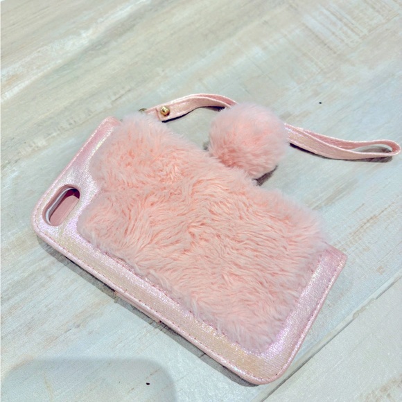 LIKE NEW Cute Pink Fuzzy Phone Case for iPhone 8 - Picture 2 of 4